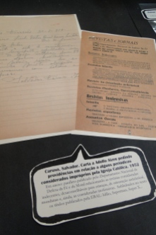 Caruso, Salvador. Carta a Adolfo Aizen pedindo providências em relação a alguns periódicos considerados impróprios pela Igreja Católica. 1952